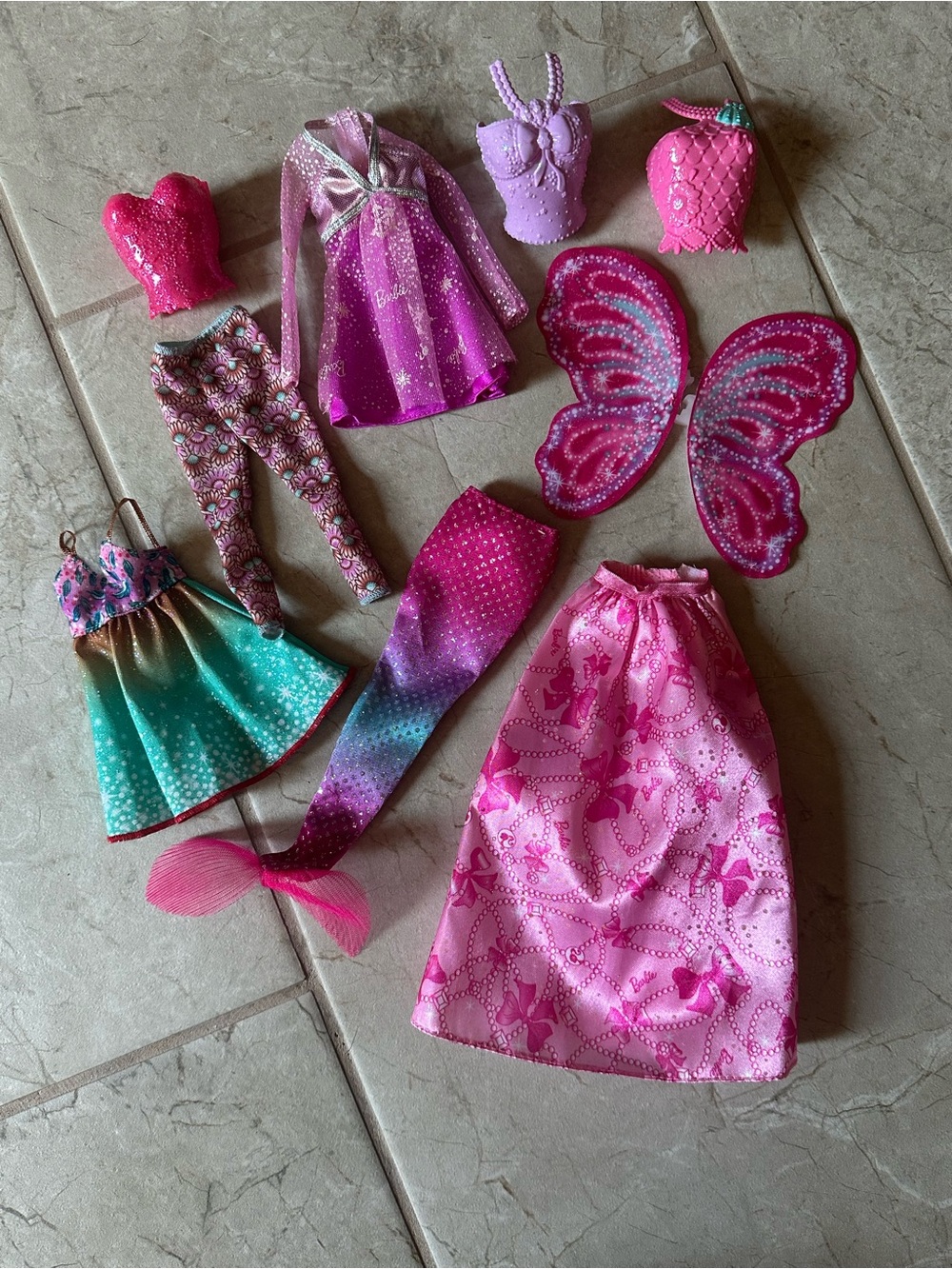 Vintage Barbie clothing mermaid tail leggings skirt dress shirt corset halter